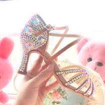 Womens diamond-encrusted Latin dance shoes for adults medium high heels soft soles diamond-encrusted dance shoes girls diamond-encrusted Latin dance shoes dance shoes