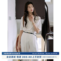 Jicouture Nanyang Holiday loose short-sleeved Cuban collar shirt womens summer French retro casual top