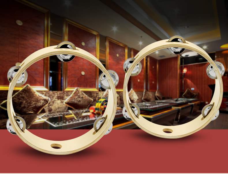 Nhạc cụ đồ chơi trẻ em vòng tròn tambourine bằng gỗ dạy nhạc tambourine chuông reo giáo dục sớm - Đồ chơi nhạc cụ cho trẻ em