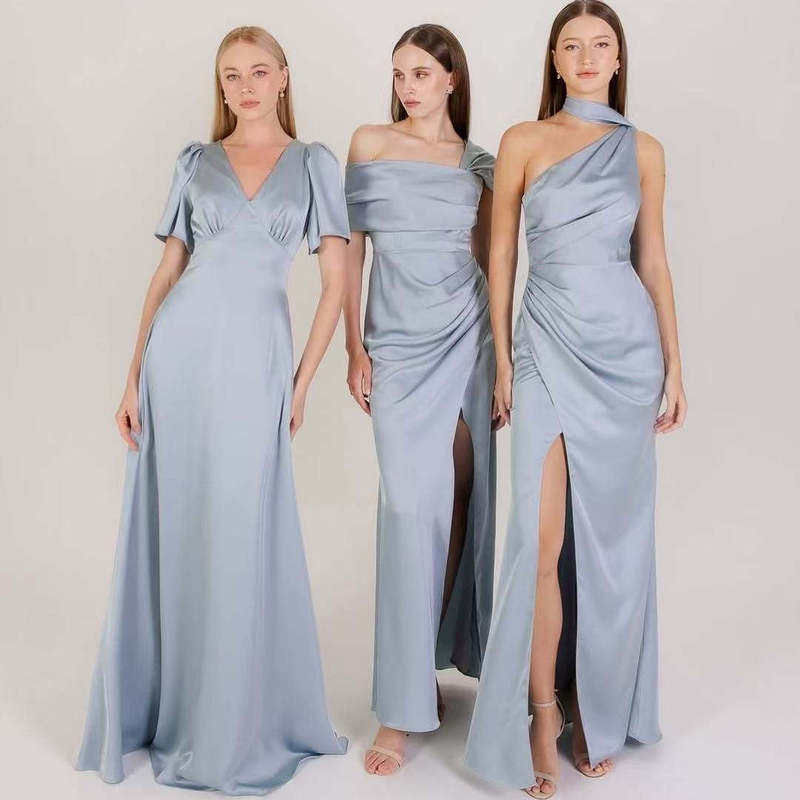 Blue Dressing Gown Female Classy Accessible Luxury Niche Bride Engagement Dress Birthday Banquet Welcome New Bridesmaid Dress Skirt
