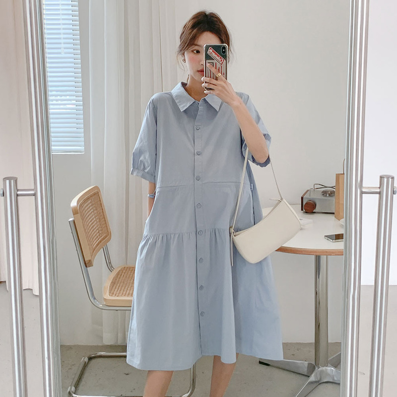 Maternity Dress, Summer Dress, New Style, Fashionable, Loose-Fitting, Large Size, Not Revealing Pregnancy, Can Be Used for Breastfeeding, Shirt Dress, Summer