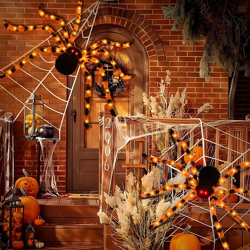 Halloween Decoration Orange Glowing Scary Big Spider Outdoor Yard Ornaments Carnival Party Atmosphere Decoration Props Halloween Decoration Orange Glowing Scary Big Spider Outdoor Yard Ornaments Carnival Party Atmosphere Decoration Props