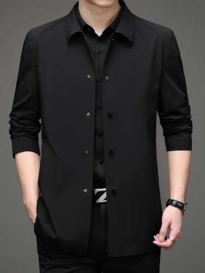 Hochwertige, nahtlos verklebte Windjacke für Herren, mittellang, großer Mantel, Herbst, Business-Casual, Herren-Revers, dünne Jacke