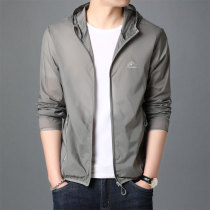 Summer translucent hooded mens ice silk sunscreen clothing fashion jacket mens lightweight breathable sunscreen clothing jacket trendy