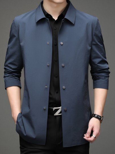 Hochwertige, nahtlos verklebte Windjacke für Herren, mittellang, großer Mantel, Herbst, Business-Casual, Herren-Revers, dünne Jacke