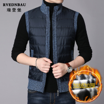 Spring and Autumn Mens standing collar plus velvet padded cardigan vest jacket Tide mens sweater sleeveless waistcoat
