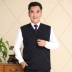Áo len cổ lọ không tay áo vest cha trung niên cộng với size áo dệt kim nam 40-50 áo len thu đông vest nam Dệt kim Vest