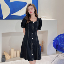 Large size dress summer new female fat sister mm loose thin foreign style age-reducing belly imitation denim short skirt