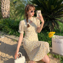 Large size womens clothing 2021 new fat sister loose thin temperament age reduction broken Citi robe split dress summer