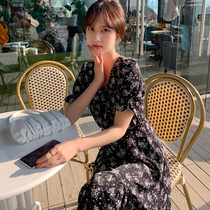 Large size dress summer 2021 new fat sister belly cover thin floral split foreign style age-reducing fairy skirt