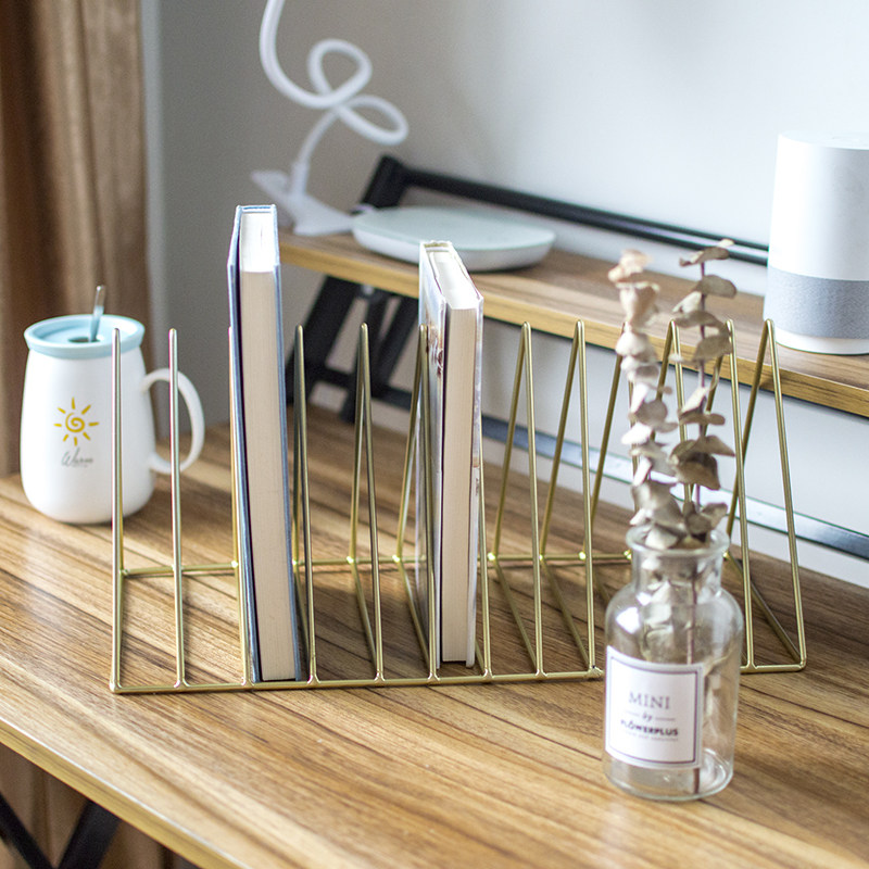 Ins Creative Iron Simple Bookshelf Desktop Storage Living Room Decoration Office Nordic Documents Book Stand Book Stand