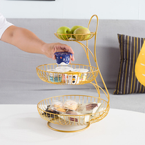 Fruit Pan Fruit Basket Creative Home Multilayered Eu Style Modern Living-room Tea Table Minima Snack Food Triple-deck Multi-functional dress