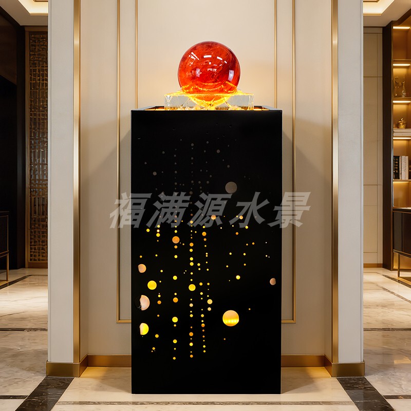 High-End Stainless Steel Rotating Crystal Ball Circulating Water Feature Fountain for Living Room Entrance Home Decor