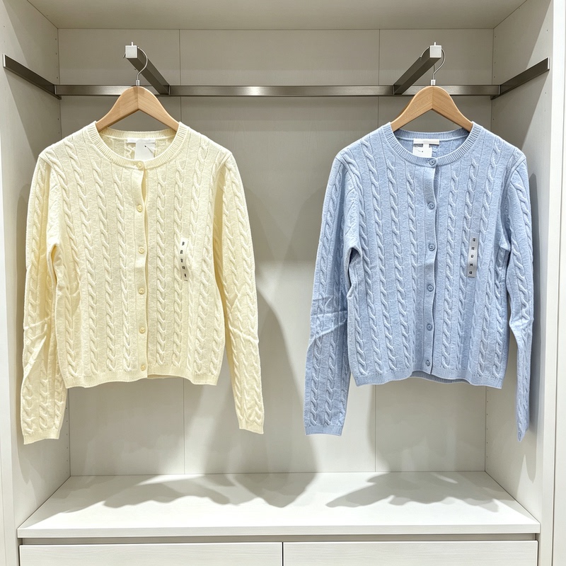 Popular Anti-Pilling Women's Twist Knit Round Neck Cardigan Long-Sleeve Button-Up Sweater Coat for Commuting and Air-Conditioned Environments