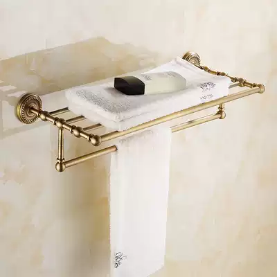 Antique bath towel rack All-copper towel rack rod European-style bathroom pendant Towel rack Bathroom hardware pendant