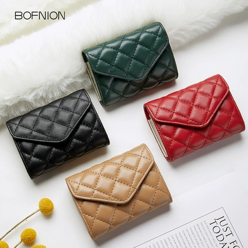 Кошелек, маленькая сумка через плечо, короткий бумажник, милые ультратонкие монеты, небольшая сумка, в корейском стиле, из натуральной кожи