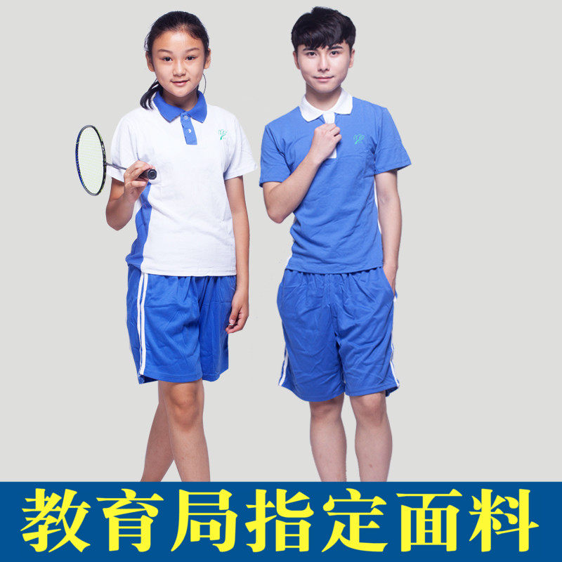 Shenzhen School Uniform High School Students United Men's Spring Summer Short Sleeve Sports Blouse Shorts Subsuit