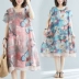Quần áo chị gái cộng với béo cộng với size quần áo 200 kg hè 2020 mới voan in hoa ngắn tay thoáng khí - Sản phẩm HOT