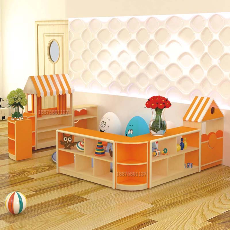 Kindergarten solid wood paint partition combination toy cabinet children's area corner storage teaching aid cabinet book storage shelf