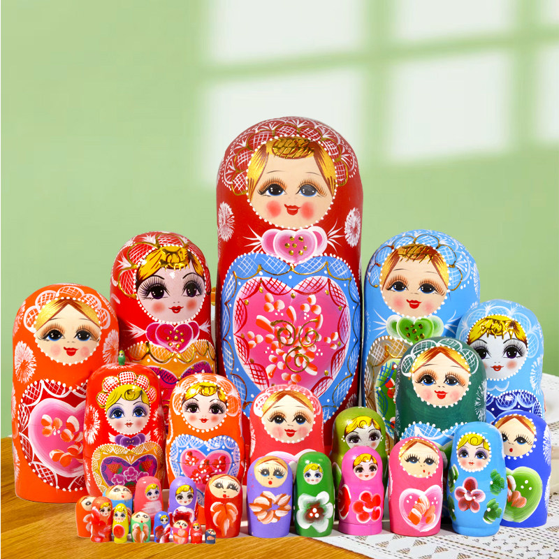 ロシアのマトリョーシカ人形、無垢材製、積み重ねゲーム、女の子に最適、春の外出ギフト、子供へのプレゼント、ハルビン、満洲里の特産品。