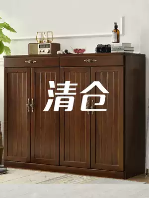 Solid wood shoe cabinet home door balcony open door simple modern integrated log storage cabinet large capacity and space saving