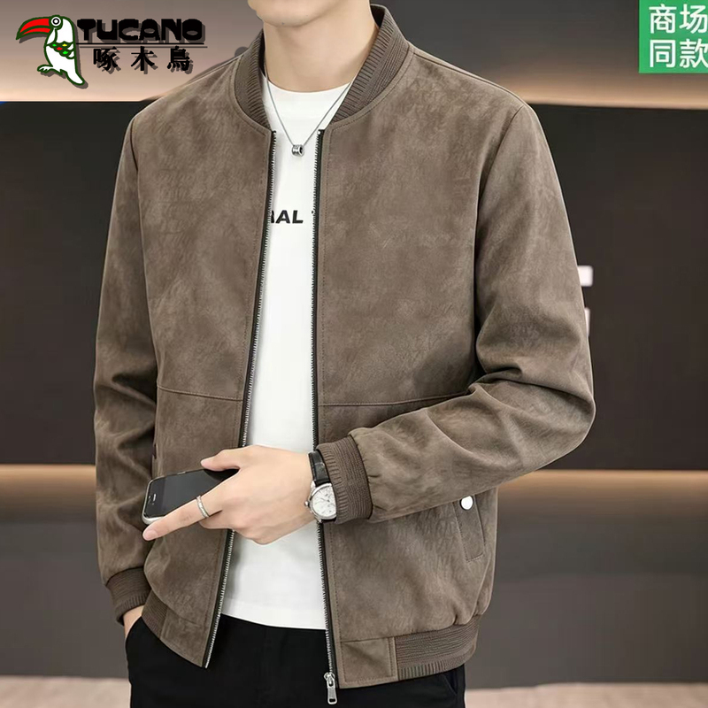 Woodpecker Trendy Men's Jacket 2026 Spring and Autumn New American Baseball Collar Loose Large Size Retro Casual Jacket