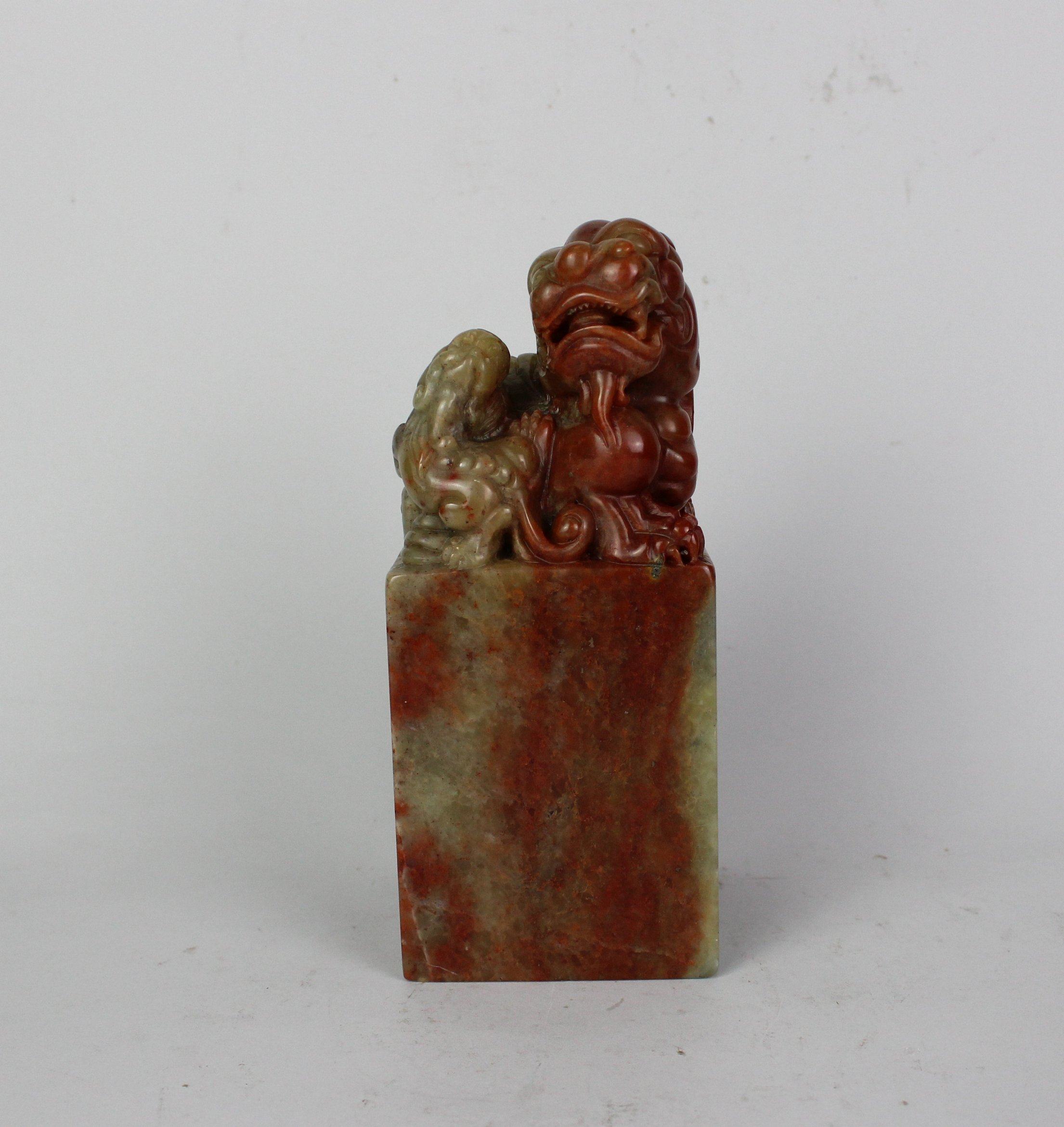 Giant Square Seal Lions Newred Frozen 8 cm exquisite natural green fields gold stone seal engraving pure handmade art