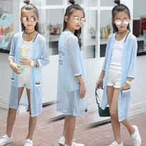 Childrens clothing Childrens sunscreen clothing Girls  sunscreen clothing 2018 new Korean version of the big child summer foreign style medium-long coat