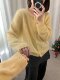 High-Quality Wool Cardigan with Brushed Texture, Elegant Design, Small Gold Button Closure, Slim-Fit Women's Sweater, High-Quality Original Version