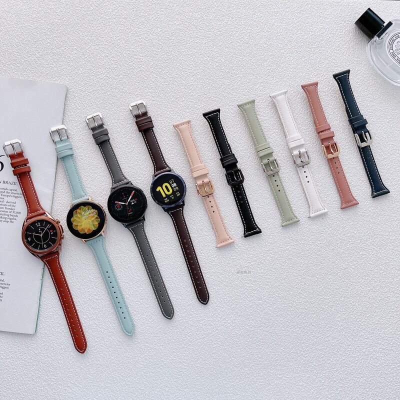 Samsung Galaxy Watch7 Fe 456 40/44mm Small Waistline Stitched Leather S3 Watch Strap Active2