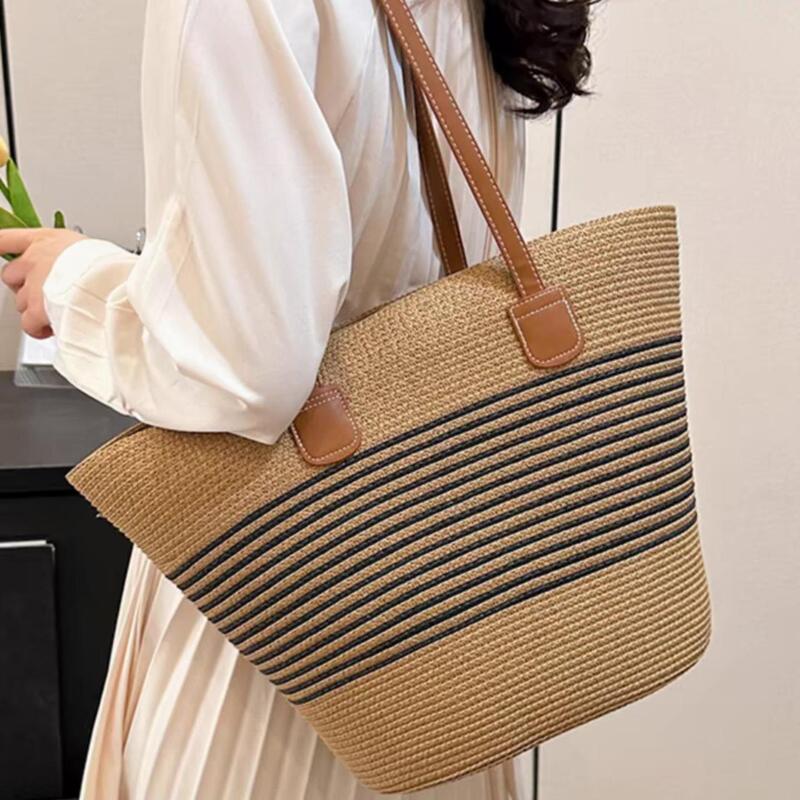 Beach Vacation Beach Bag for Women 2026 New Summer Woven Shoulder Bag Large Capacity Underarm Straw Bucket Bag