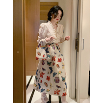 Big Eees Flower Butterfly artist niche high quality jacquard a-shaped half-length skirt long umbrella skirt women