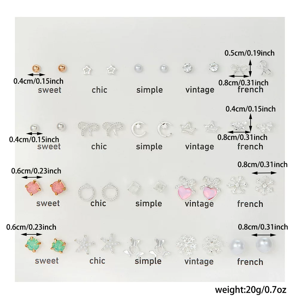 Small earrings from pearl, set, four-leaf clover