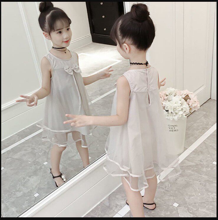 Thin Pantry Girl Dress Girl Foreign Dress 2021 New Summer Han Version Yarn Dress Child Vest Skirt Girl Princess Dress