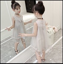 Thin children dress girl dress girl dress 2021 new summer Korean version yarn dress child vest skirt girl princess dress