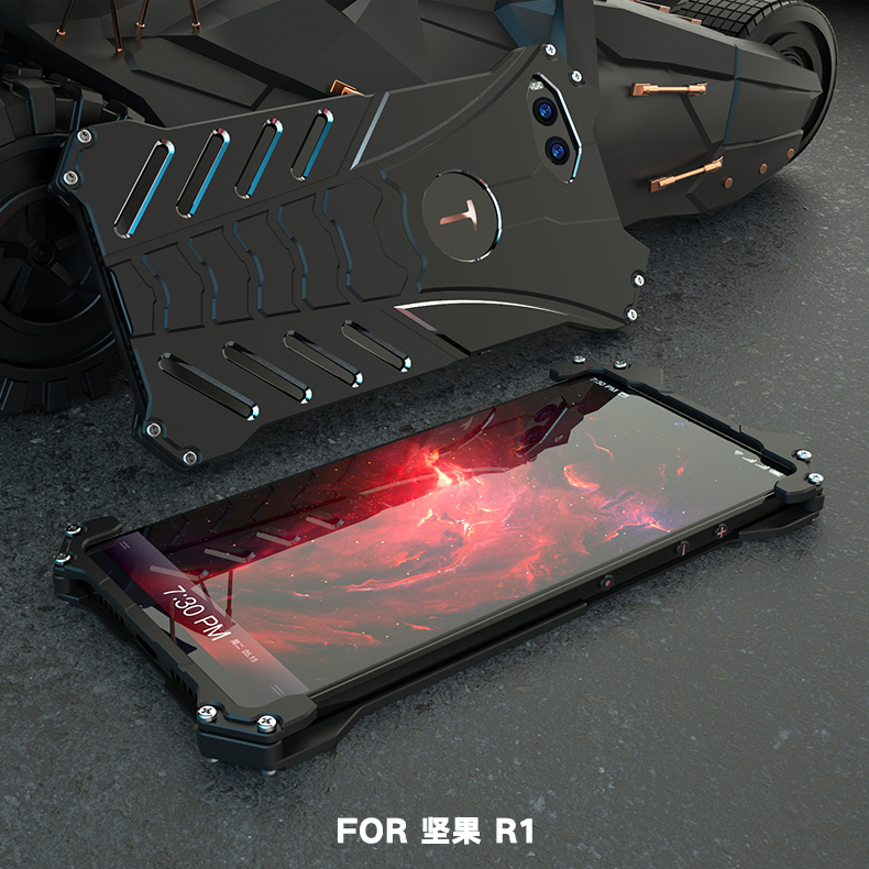 R-Just Batman Shockproof Aluminum Shell Metal Case with Custom Batarang Stent for Smartisan Nut R1