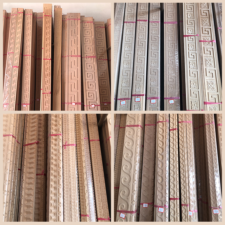 Solid wood line hanging ceiling Chinese-style decorative background wall carved hollow edge sealing line Yin corner door hole door cover line flat line