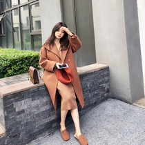 13 Good products 2019 new autumn and winter Korean version of loose long knee little hair jacket women woolen coat