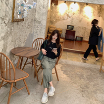 13 Liangpint small sub black small letter printed t-shirt woman short section High waist loose white 100 lap top