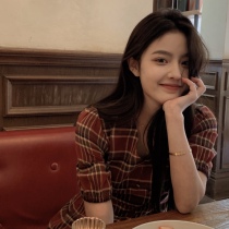 Twilight Paris ~ retro French style v collar plaid with dress short skirt 150 small