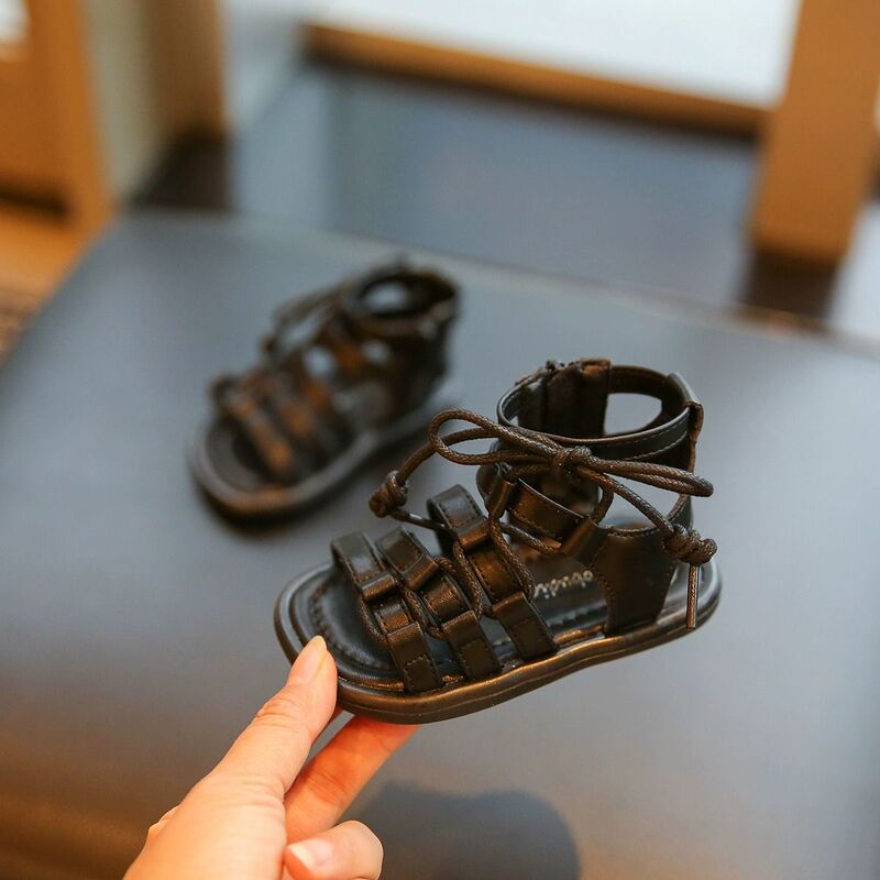 Baby Korean Style Princess Style Roman Shoes Soft Sole Non-Slip Boys and Girls High Top Sandals Baby Super Soft Toddler Shoes