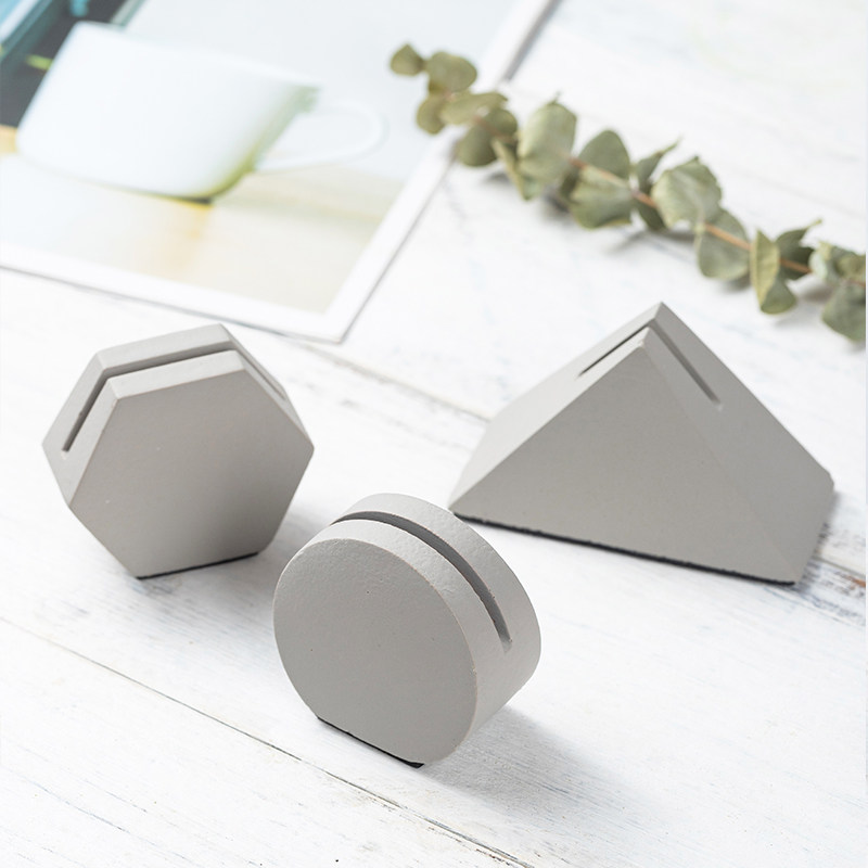 Cement photo sticky notes card holder business card table card display stand display stand business card holder decoration business card box front desk