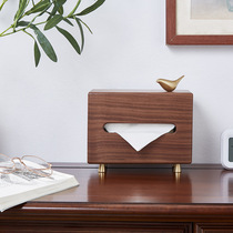 Wooden Black Walnuts Wood Paper Towel Box Solid Wood Living Room Dining Towel Box Light Lavish Hotel Home Draw Cardboard Box Wood Box