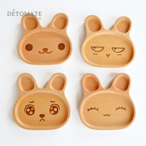 Day Style Creative Rubber Wood Cartoon Baby Cutlery Dinner Plate Woody Rabbit Children Cutlery