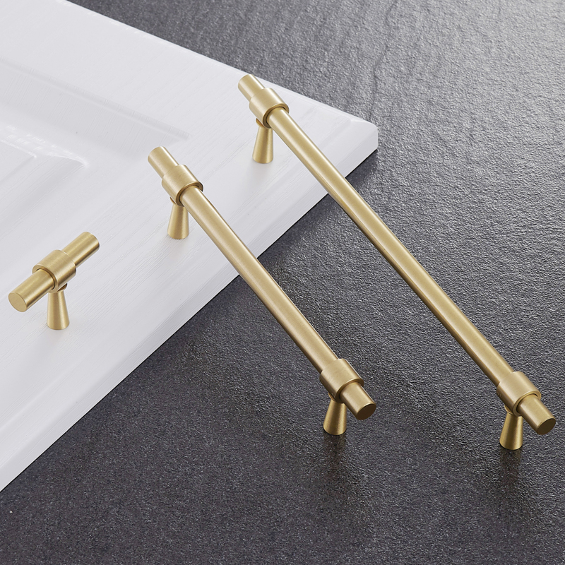 Gold metal wardrobe door handle Integral cabinet cabinet drawer Pure copper brass cabinet door handle Modern simple light luxury