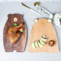 Cartoon Small Bear Wood Pan Day Style Creative Steak Chassis Ins Black Walnuts Solid Wood Decorative Pan Dinner Plate handmade plate