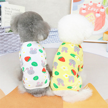 Pet clothes spring and summer dress 22 strawberry rabbits four legged coats than bear Teddy small dog home thin pajamas in summer