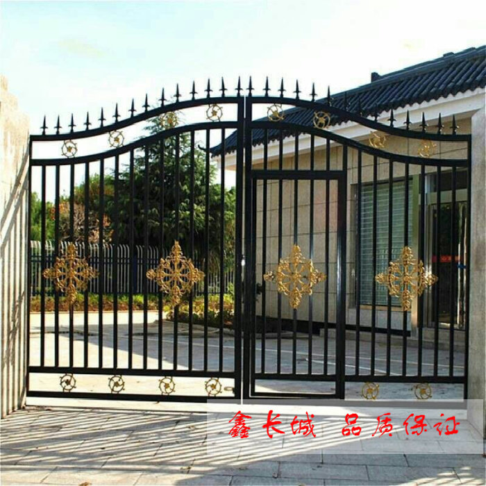 Wrought iron gate, iron gate, courtyard gate, villa gate, garden gate, community double-open anti-rust opposite-open European-style galvanized gate