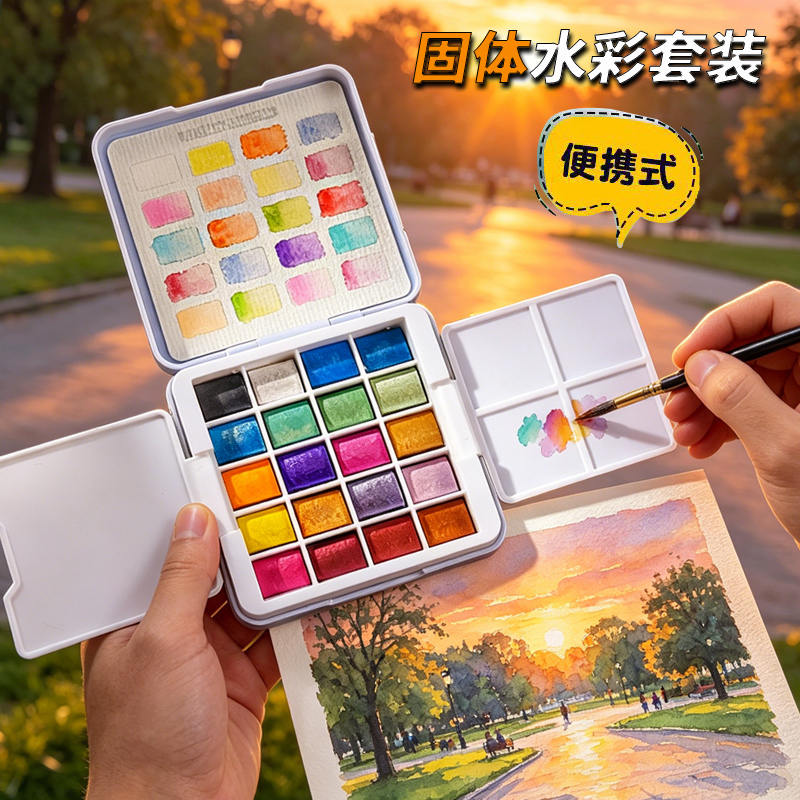 Upgraded Version of the Watercolor Box, Mini Watercolor Paint Box Set, Portable Travel Sketchbook, Small Drawing Board for Sketching Upgraded Version of the Watercolor Box, Mini Watercolor Paint Box Set, Portable Travel Sketchbook, Small Drawing Board for Sketching
