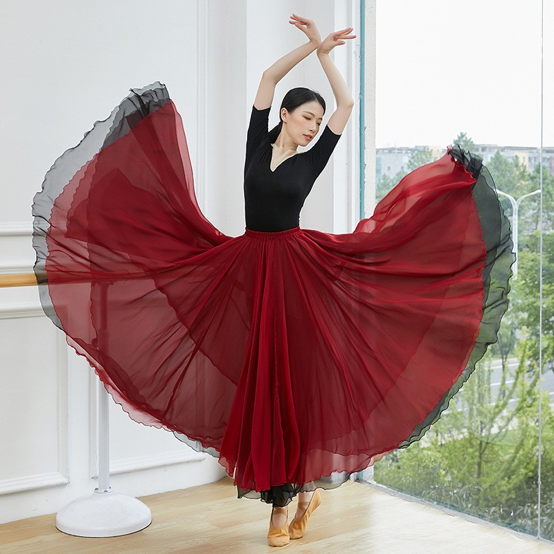 New modern dance large pendulum practice Long dress Performance Skirt Comfort China Body Suit Academy Classical Dance Ballet
